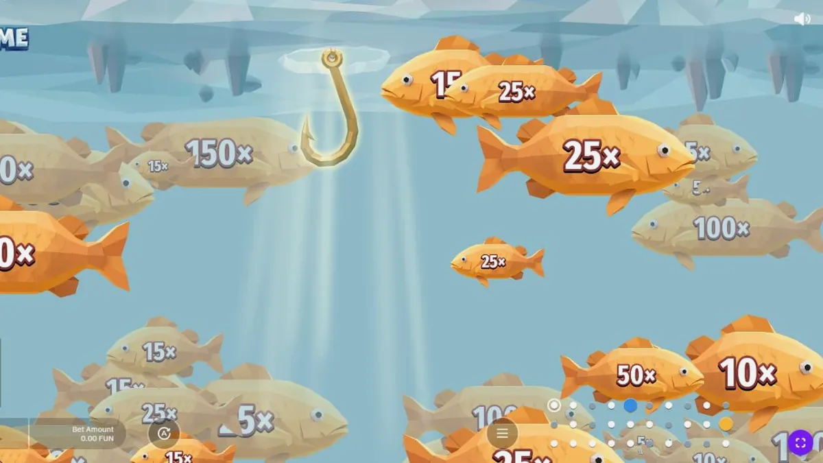 Cenário nórdico de inverno com o jogo Fishing Time da BGaming